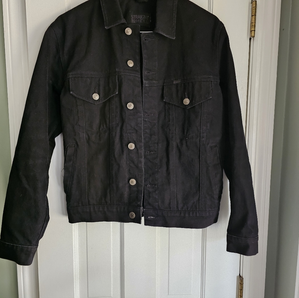 Straight to Hell Black Denim Jacket Sz S MEN - Picture 5 of 6